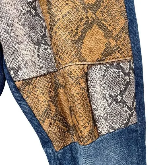 NEW Frame‎ Le Mini Patchwork leather Bootcut Jeans Size 26 boho western cowboy